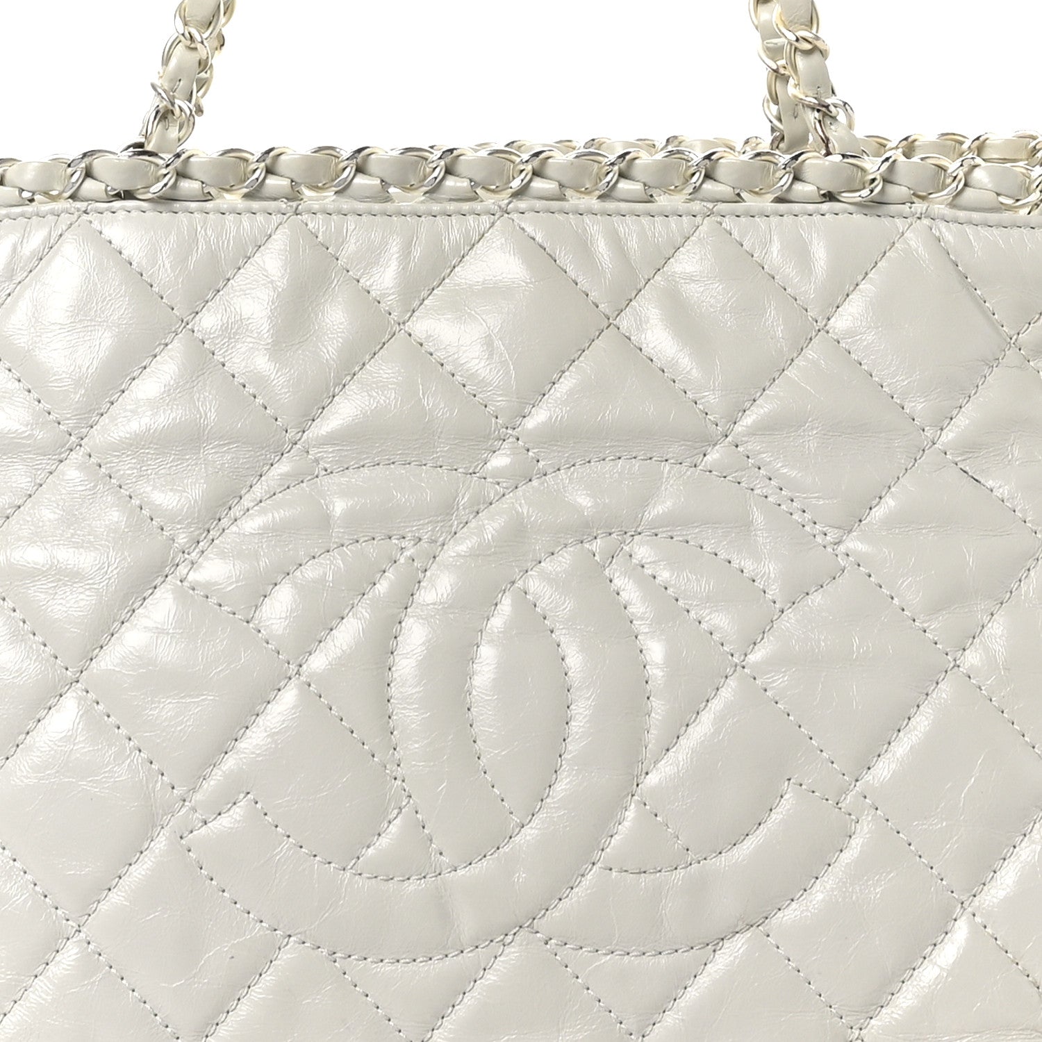Chanel Glazed Calfskin Quilted Small Chain Me Tote Dark White 8 of 10
