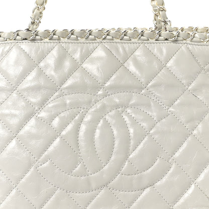 Chanel Glazed Calfskin Quilted Small Chain Me Tote Dark White 8 of 10