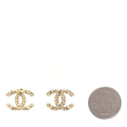 Chanel Metal Textured CC Earrings Gold 2 of 5