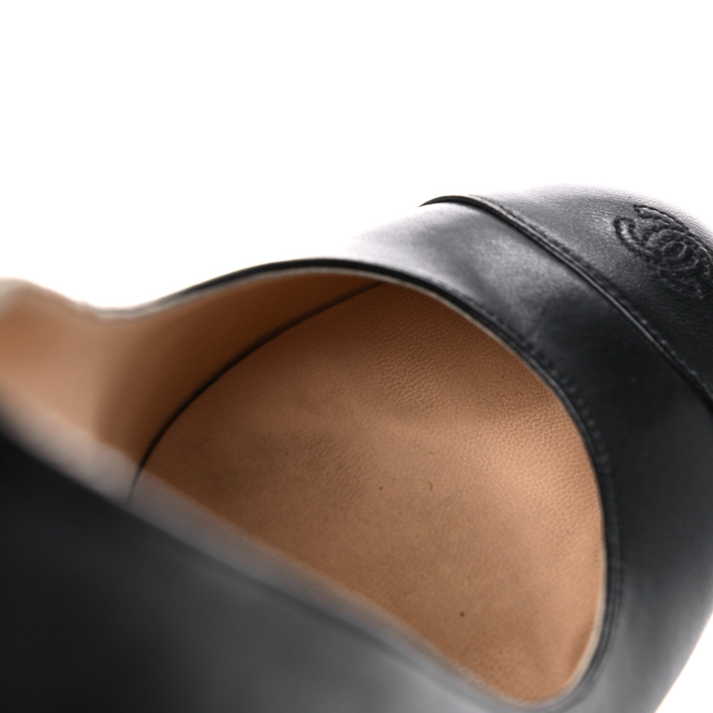 Lambskin CC Cap Toe Platform Pumps 38.5 Black