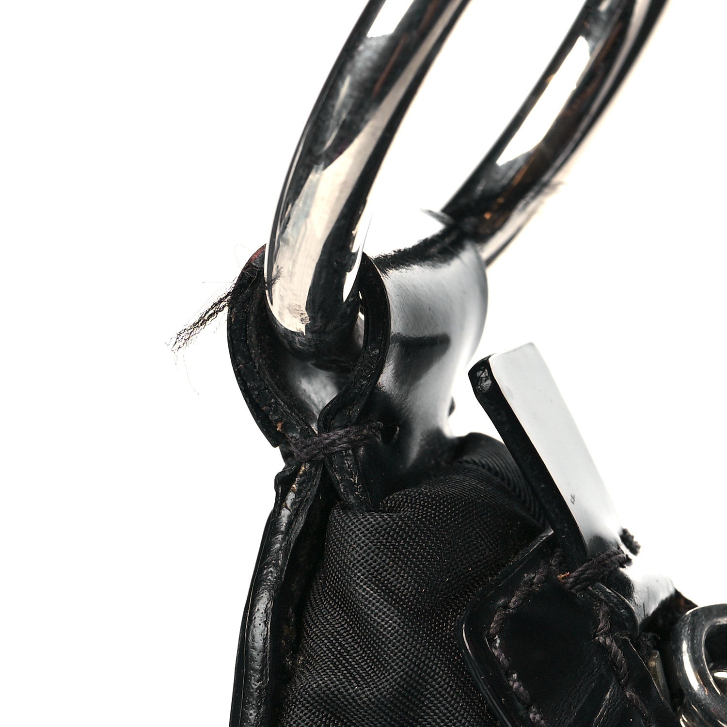 Prada Tessuto Nylon Calfskin Logo Shoulder Bag Black 14 of 18