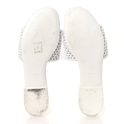 Chanel Crochet CC Mules Sandals 38 White 7 of 10