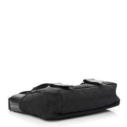 Gucci Monogram Small Double Buckle Flap Messenger Bag Black 4 of 10