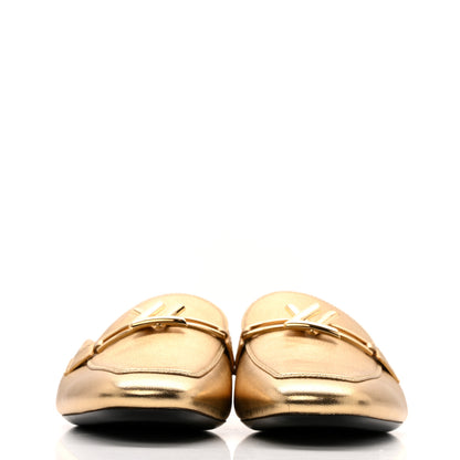 Louis Vuitton Metallic Lambskin Upper Case Open Back Flat Loafer 40 Gold 3 of 10