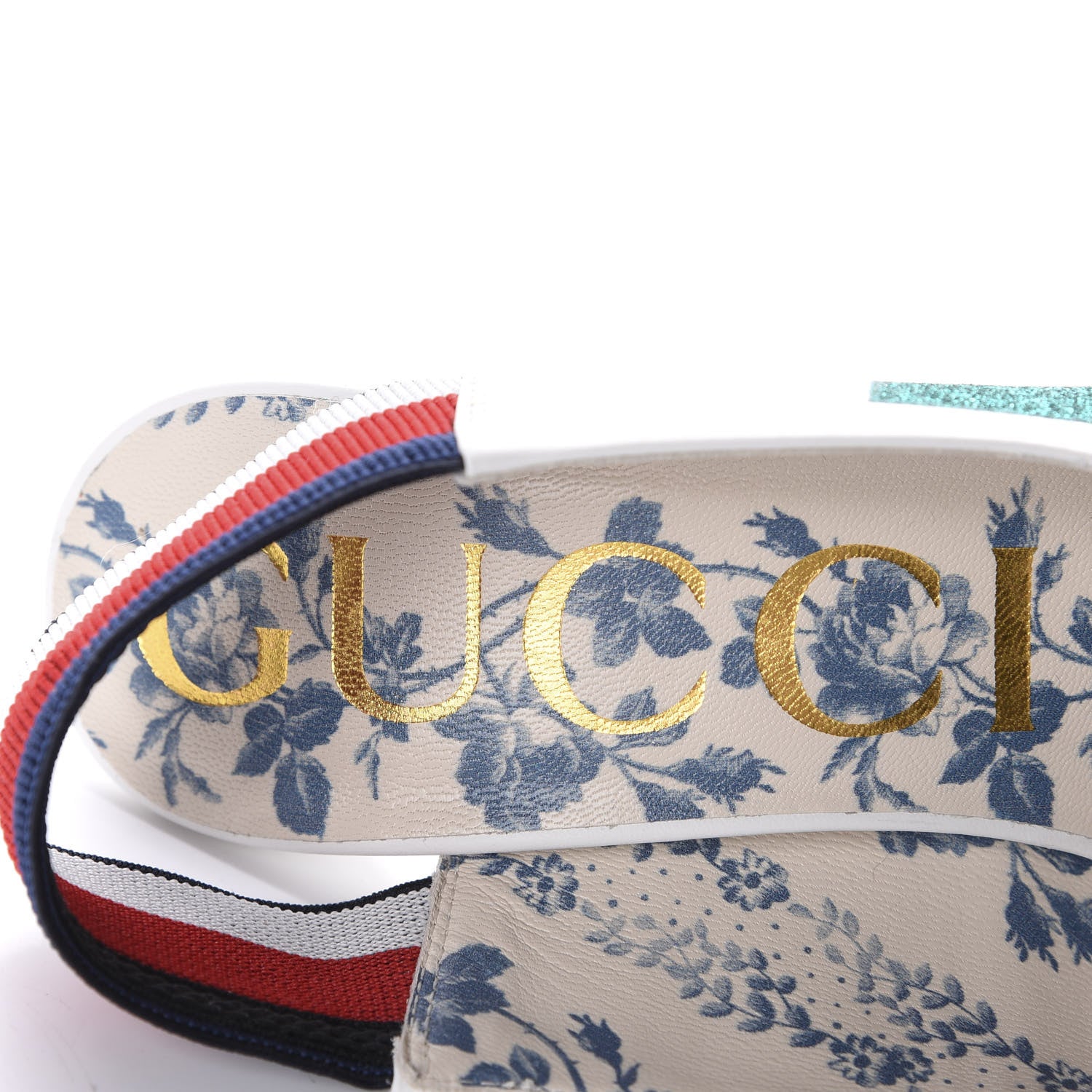 Gucci Calfskin Glitter Web High Heel Slingback Pumps 36 White 7 of 10