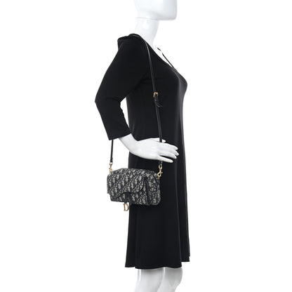 Christian Dior Oblique Double Saddle Pouch  Navy Blue 2 of 9