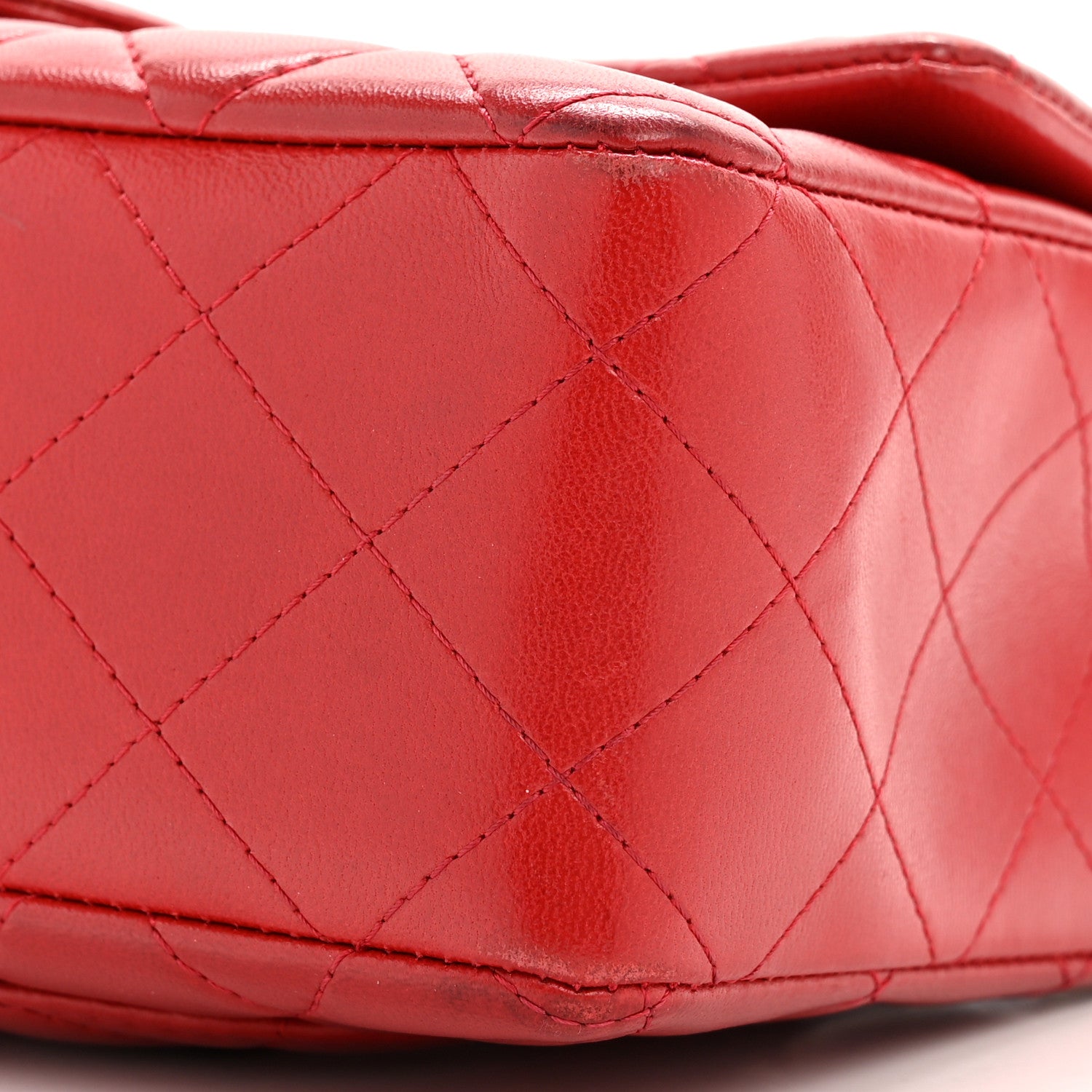 Chanel Lambskin Quilted Mini Rectangular Flap Red 10 of 14