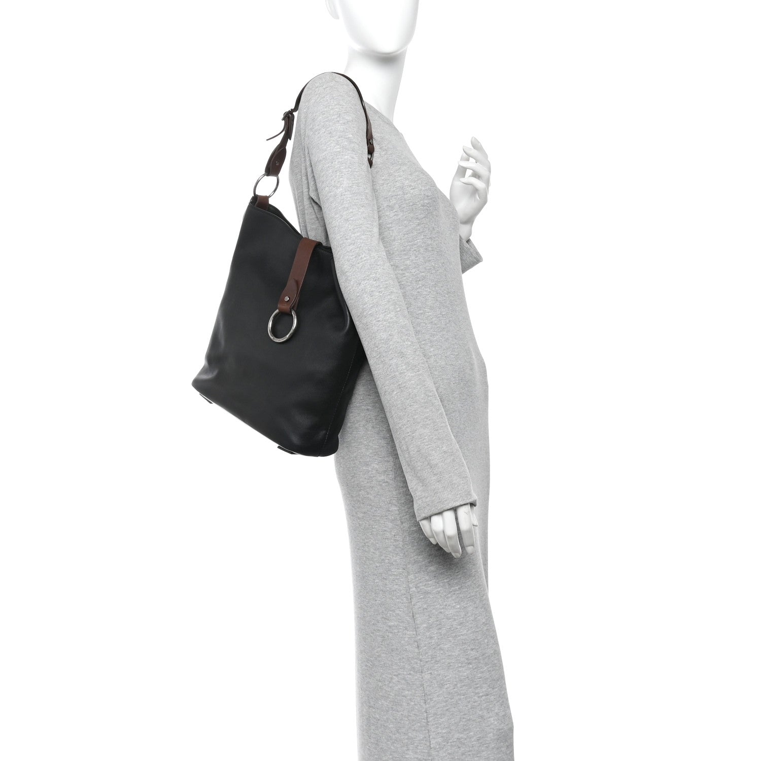 Saint Laurent Calfskin Ring Tote Black Brown 2 of 11