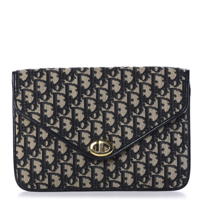 Christian Dior Monogram Envelope Flap Clutch Navy Blue 1 of 8
