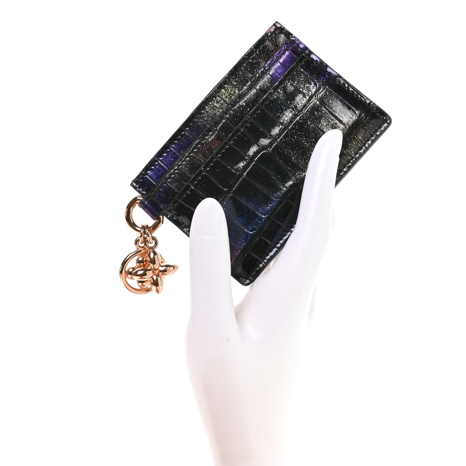 Louis Vuitton Alligator Double Card Holder Black 2 of 7