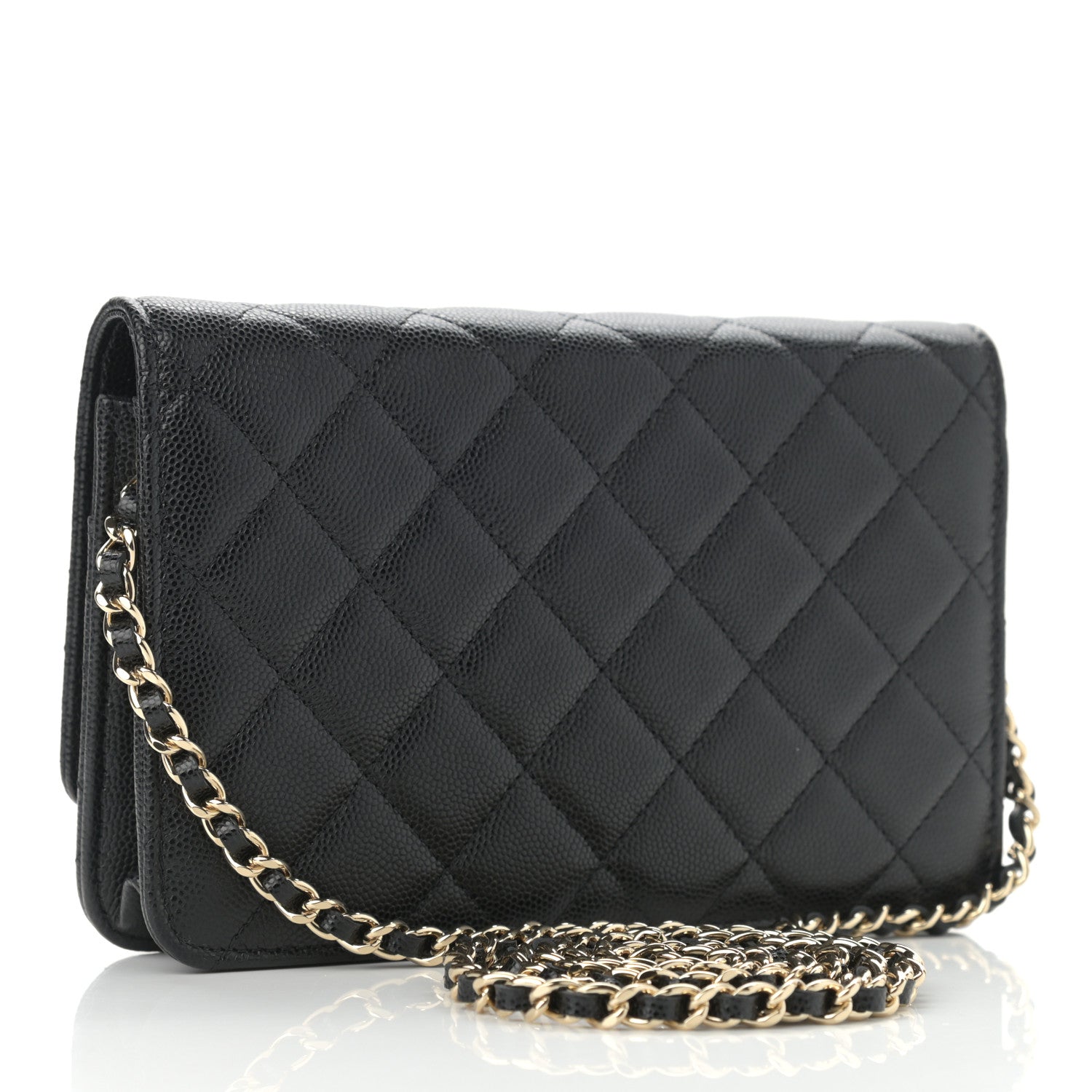 Chanel Caviar Quilted Crystal CC Wallet On Chain WOC Black 3 of 13