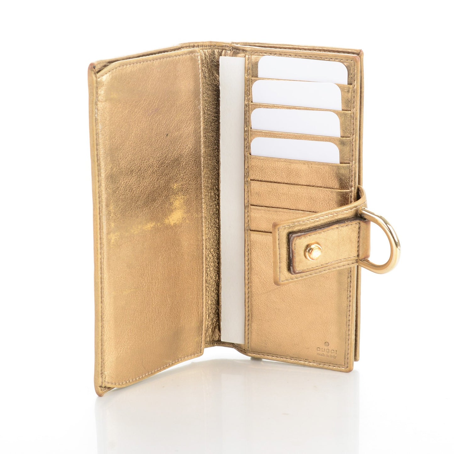 Satin Monogram Abbey Continental Wallet Gold