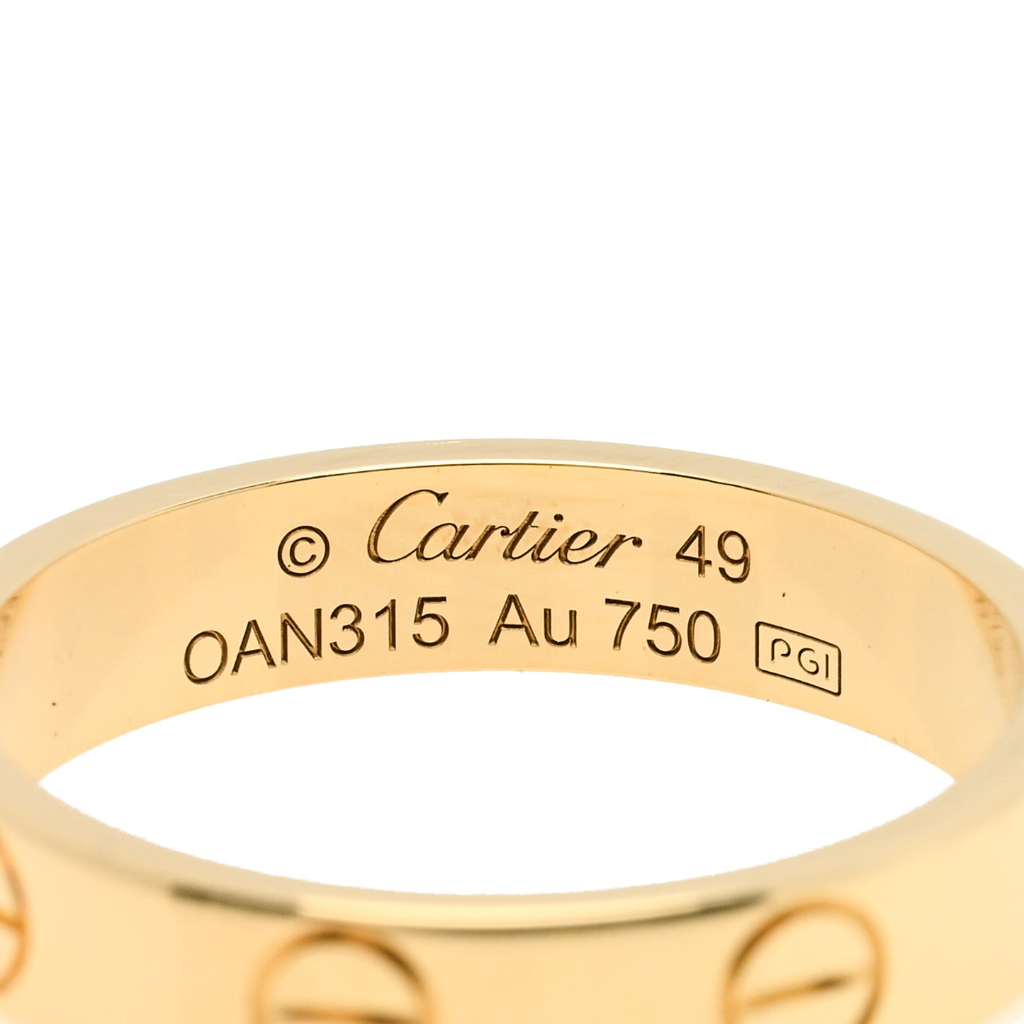 18K Yellow Gold 3.5mm LOVE Wedding Band Ring 49 4.75