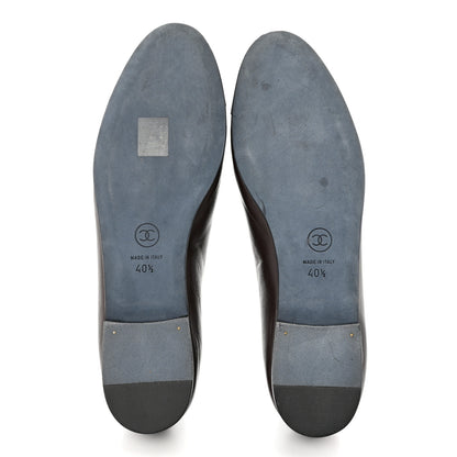 Chanel Lambskin Cap Toe CC Ballerina Flats 40.5 Brown Black 5 of 7