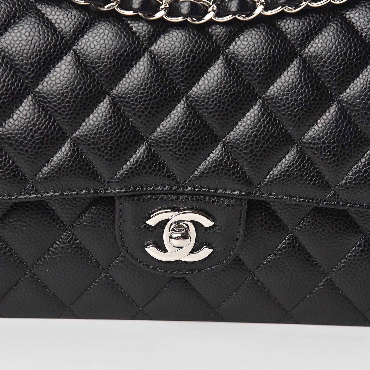 Caviar Quilted Medium Double Flap Black