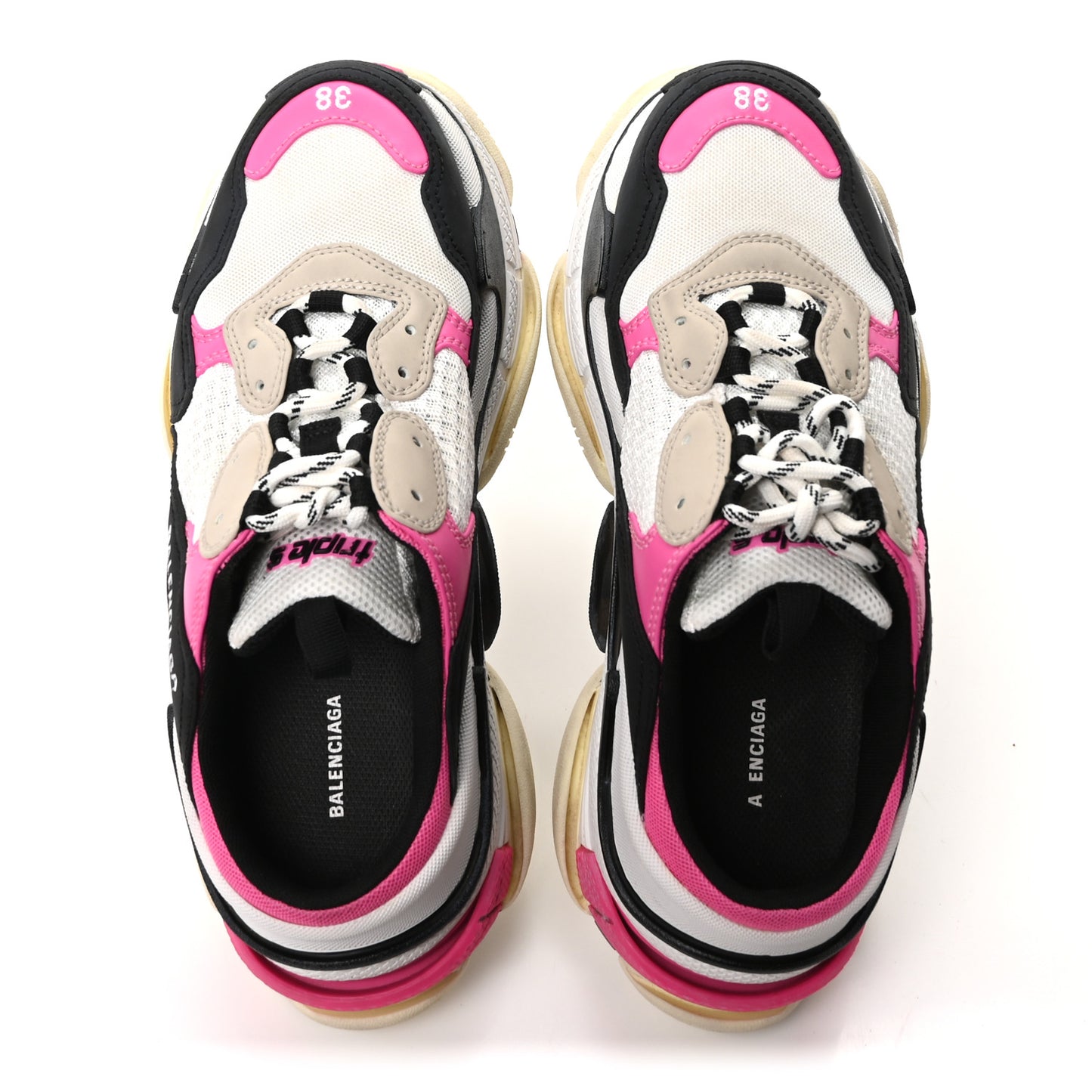 Fabric Mesh Womens Triple S Mule Sneakers 38 White Pink Black