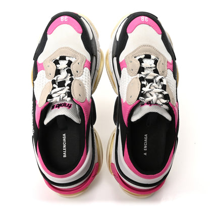 Balenciaga Fabric Mesh Womens Triple S Mule Sneakers 38 White Pink Black 2 of 9