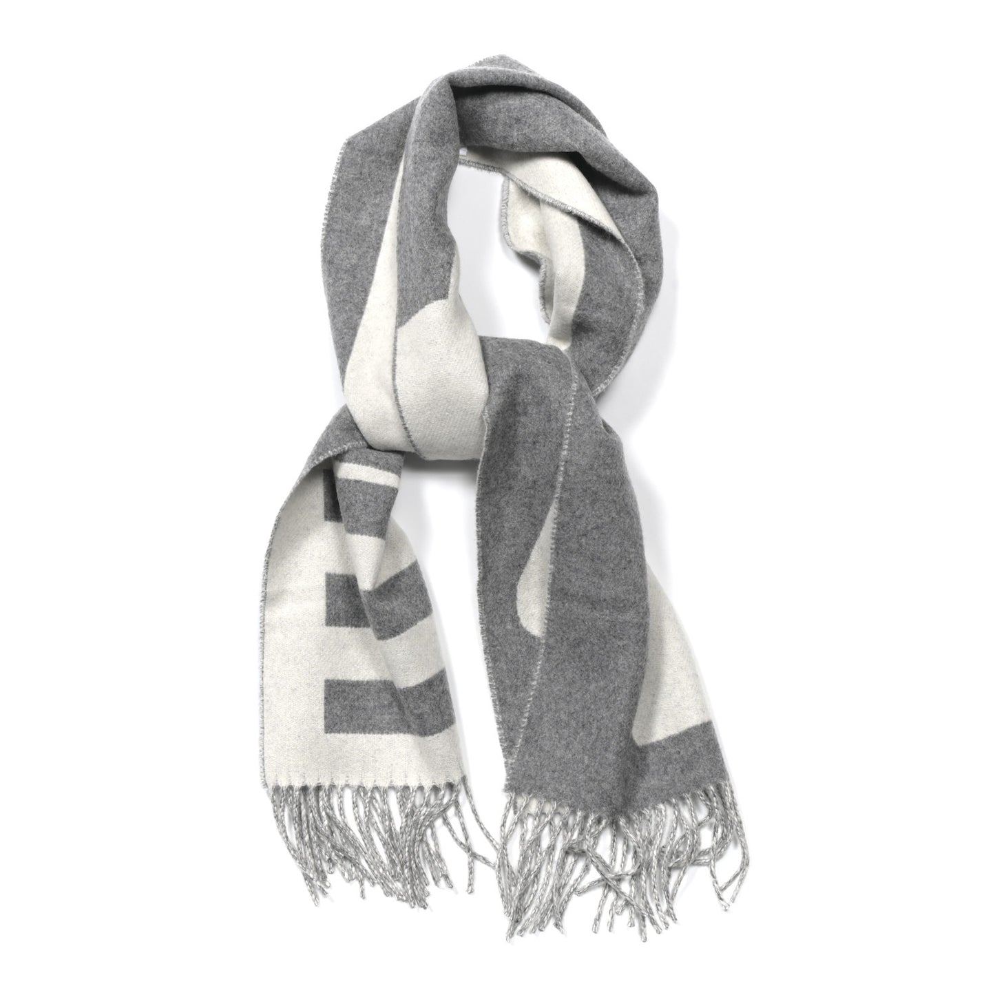 Cashmere Casaque Love Story Muffler Gris Clair Ivoire