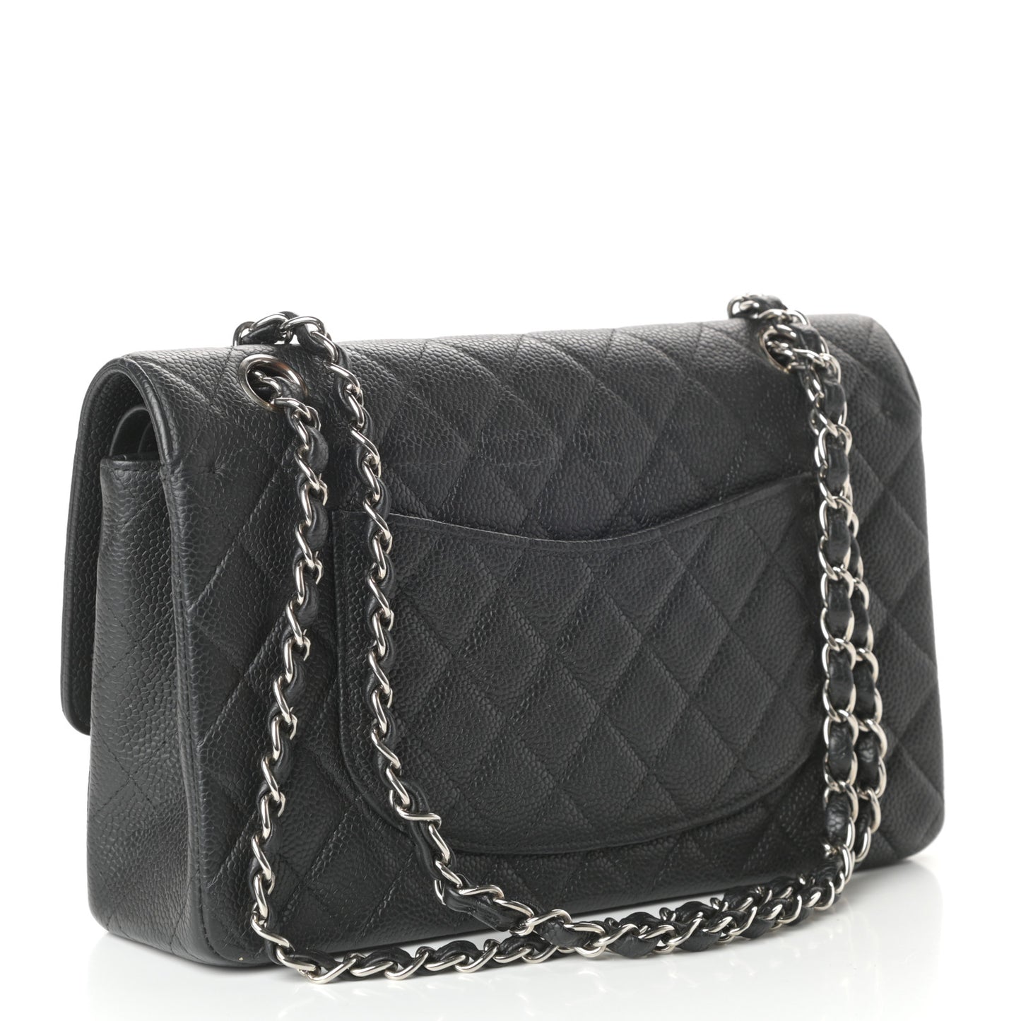 Caviar Quilted Medium Double Flap Black