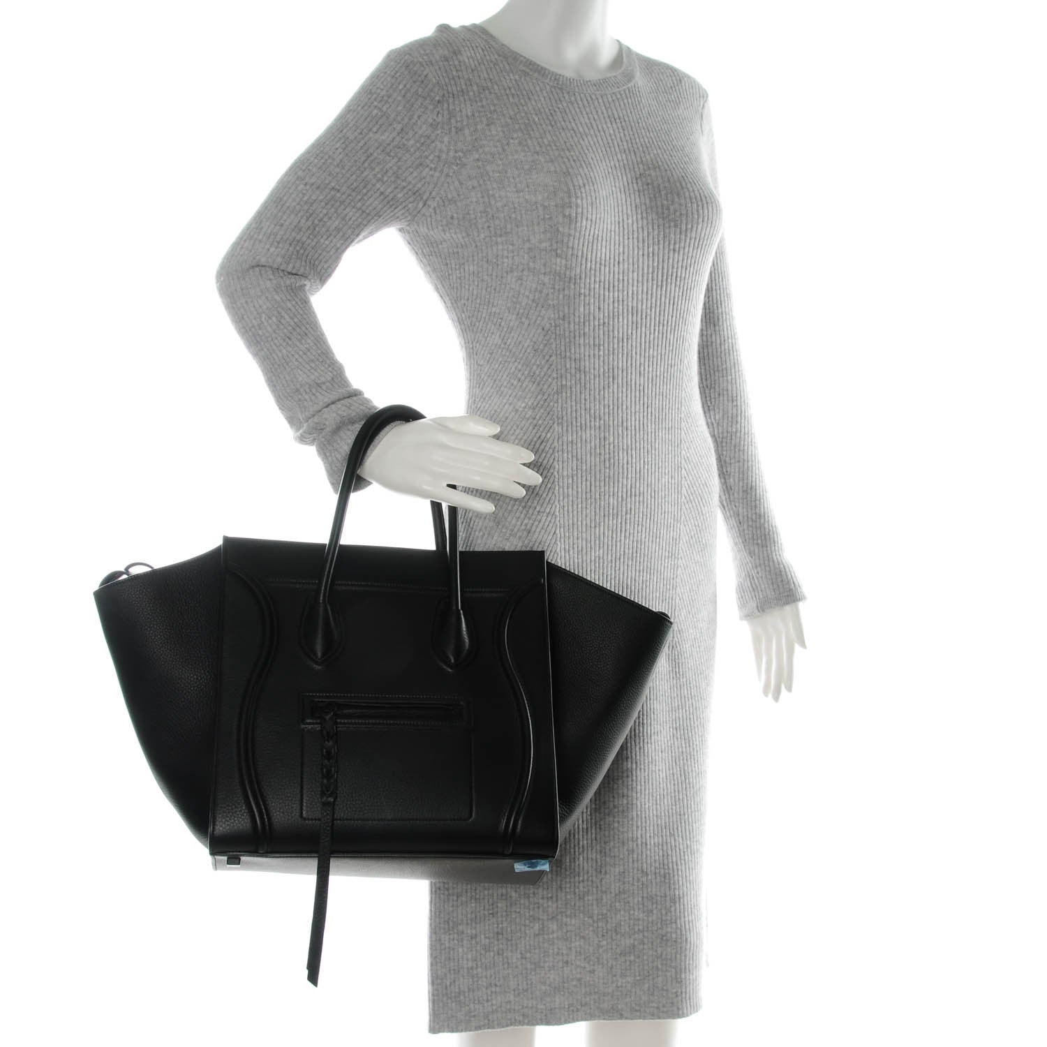 Celine Supple Calfskin Medium Phantom Luggage Black 2 of 7