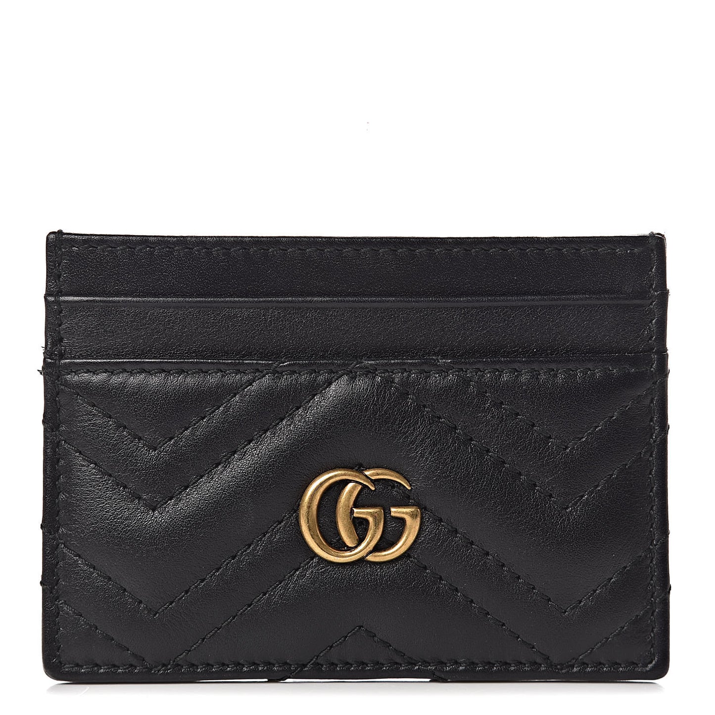 Calfskin Matelasse GG Marmont Card Holder Black