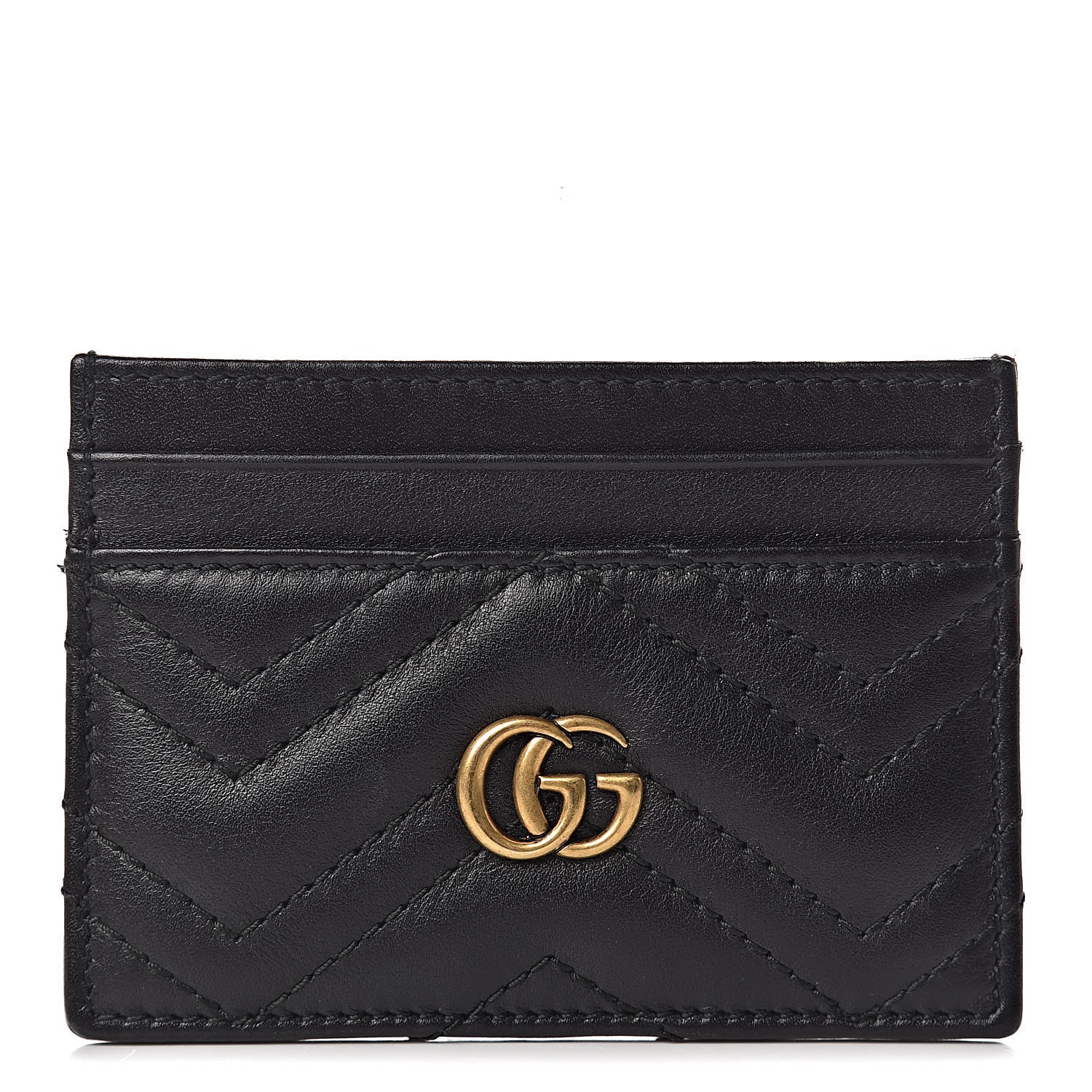 Gucci Calfskin Matelasse GG Marmont Card Holder Black 1 of 6