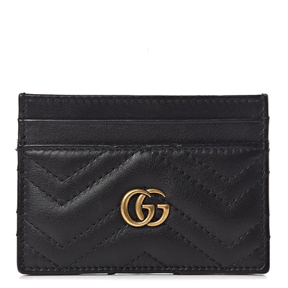 Gucci Calfskin Matelasse GG Marmont Card Holder Black 1 of 6