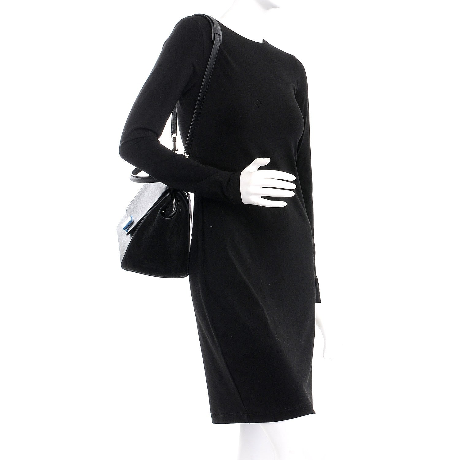 Celine Drummed Calfskin Suede Small Trapeze Black 2 of 7