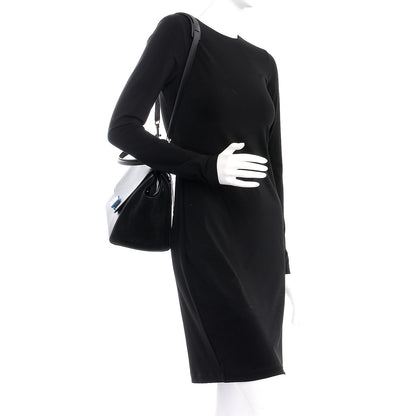 Celine Drummed Calfskin Suede Small Trapeze Black 2 of 7