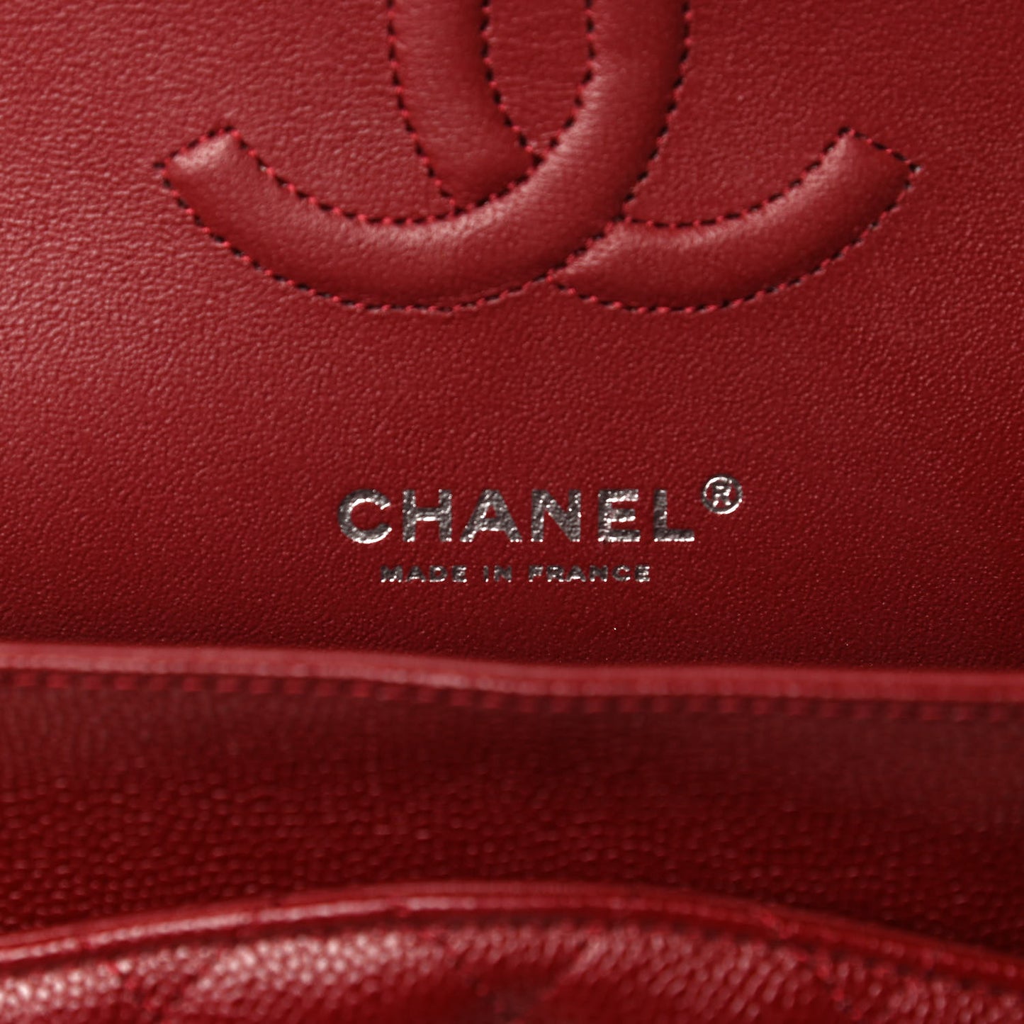 Caviar Quilted Medium Double Flap Dark Red