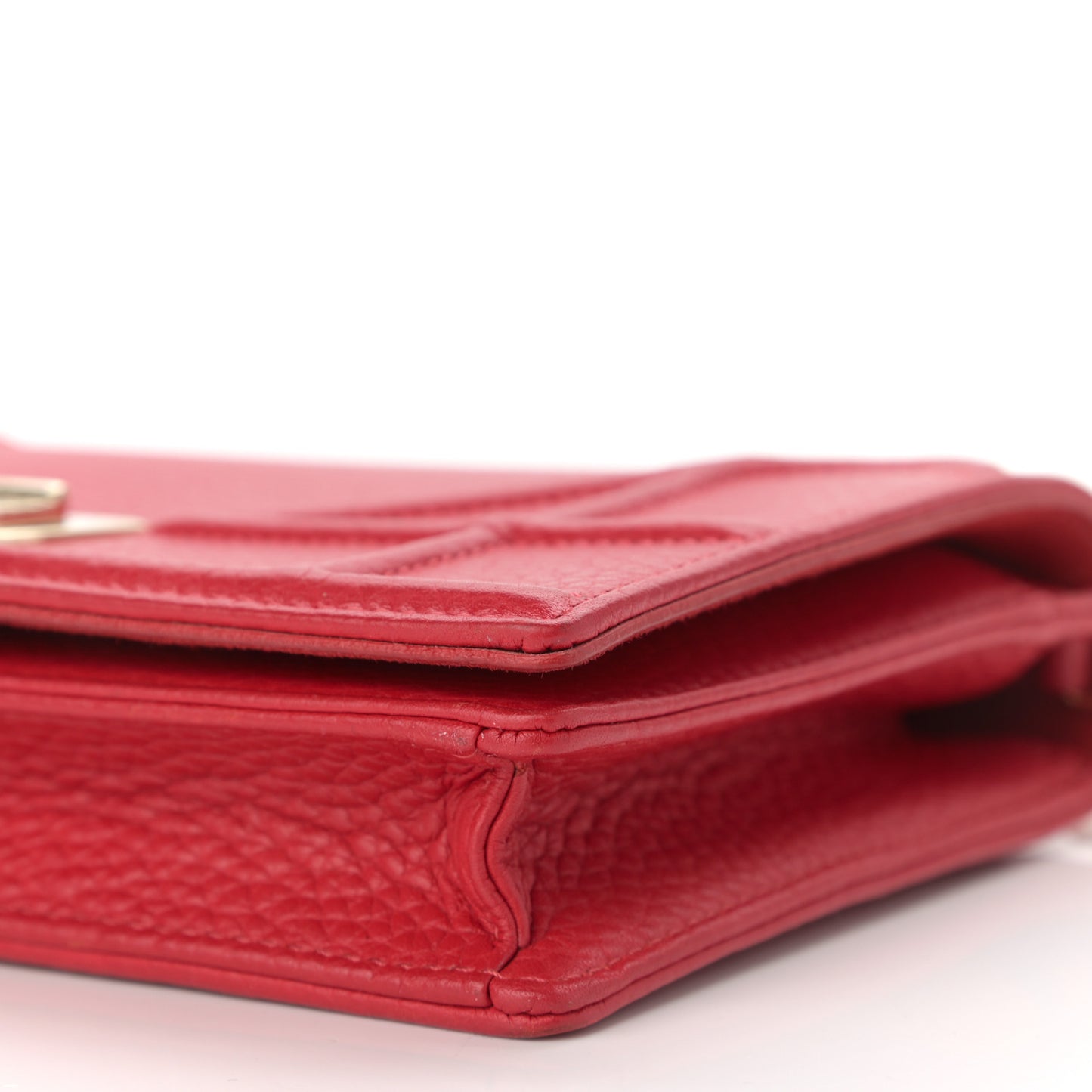 Grained Calfskin Diorama Wallet on Chain Pouch Rouge Vif