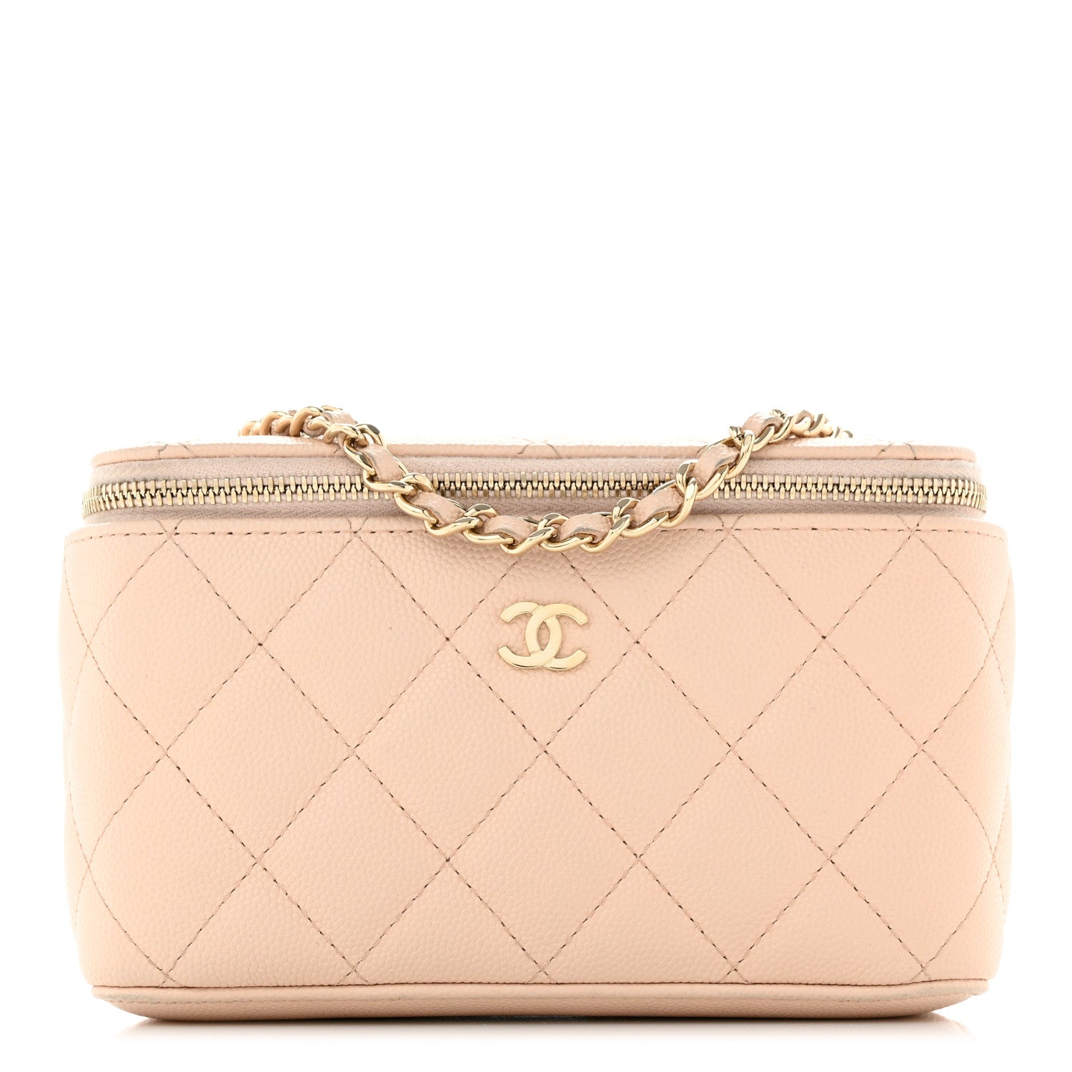 Chanel Caviar Quilted Small Vanity Case With Chain Light Beige 1 of 13