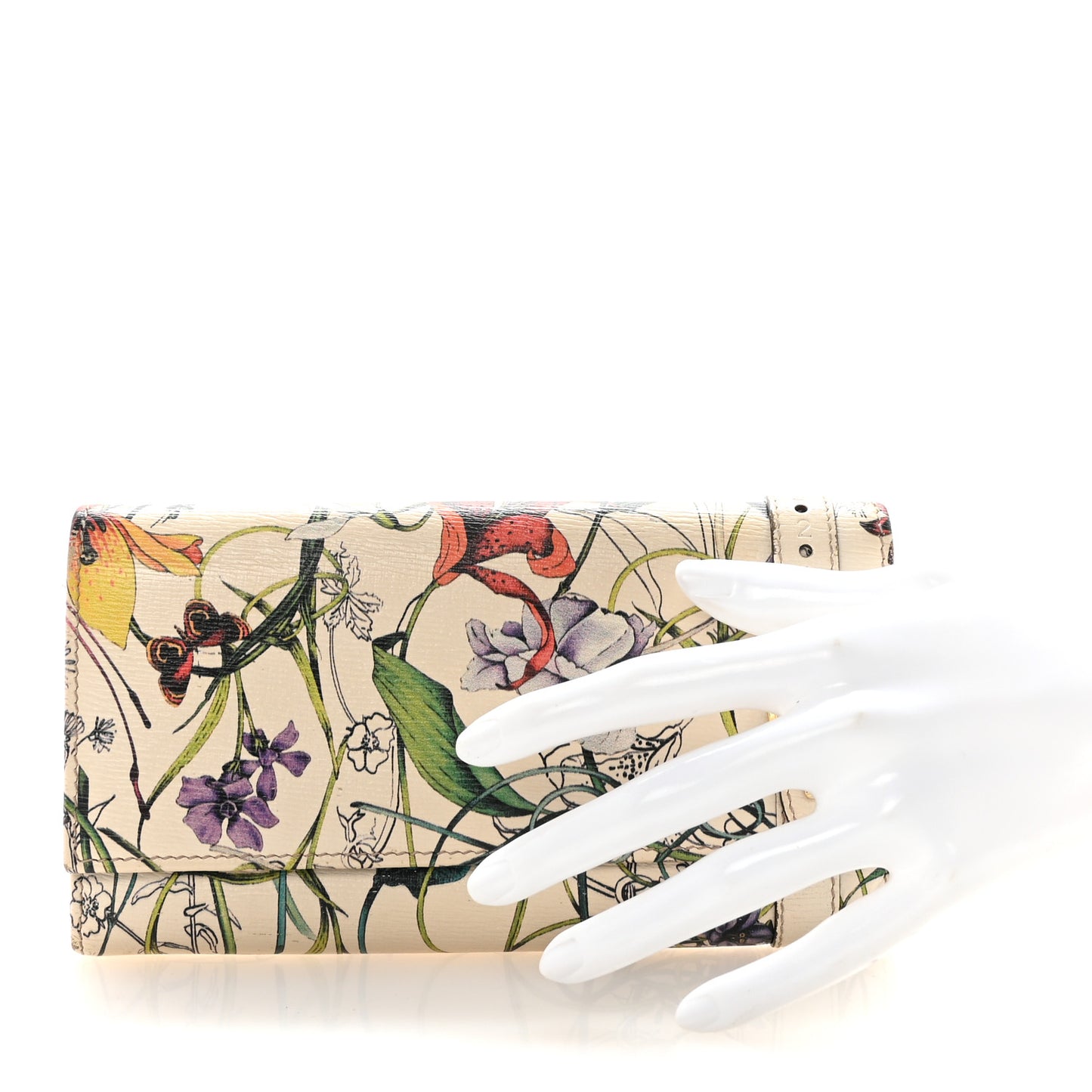 Calfskin Flora Nice Wallet White