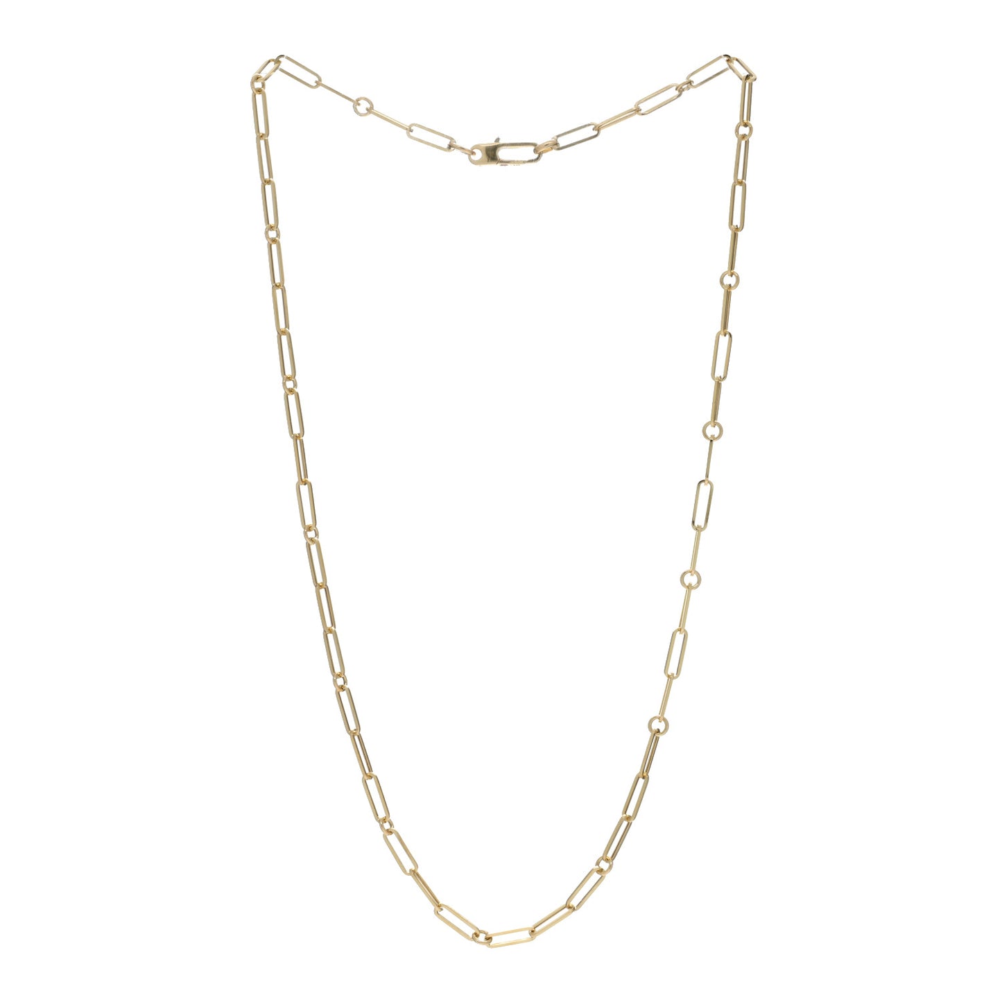 18K Yellow Gold Paper Clip Link Necklace