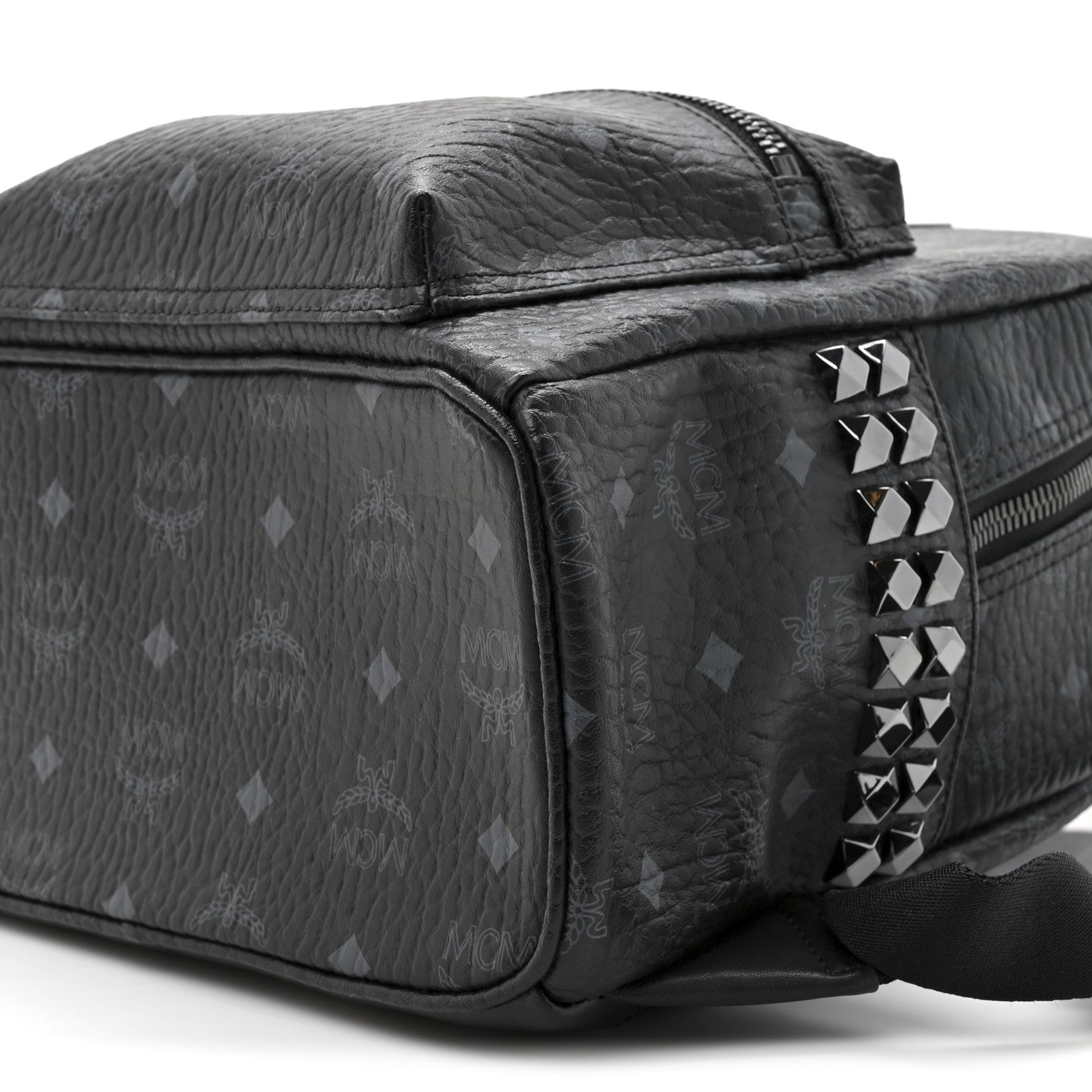 MCM Visetos Medium Side Studs Stark Backpack Black 8 of 9