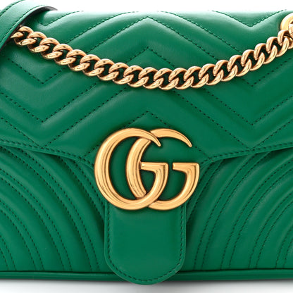 Gucci Calfskin Matelasse Small GG Marmont Shoulder Bag Emerald Green 8 of 10