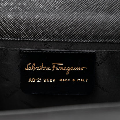 Salvatore Ferragamo Hammered Calfskin Gancio Wallet Bag Black 6 of 10