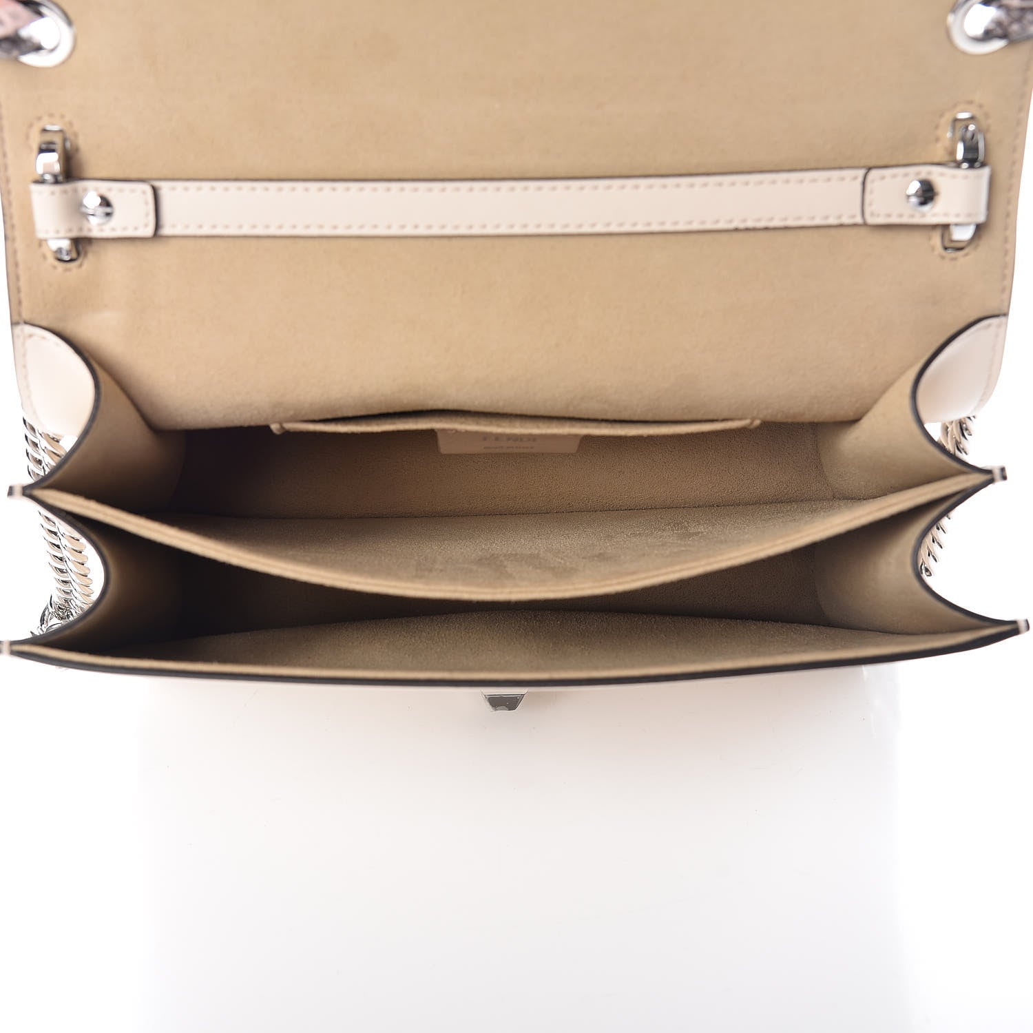 Fendi Vitello Elaphe Lace Up Bow Kan I Shoulder Bag Camelia Bois de Rose 6 of 9