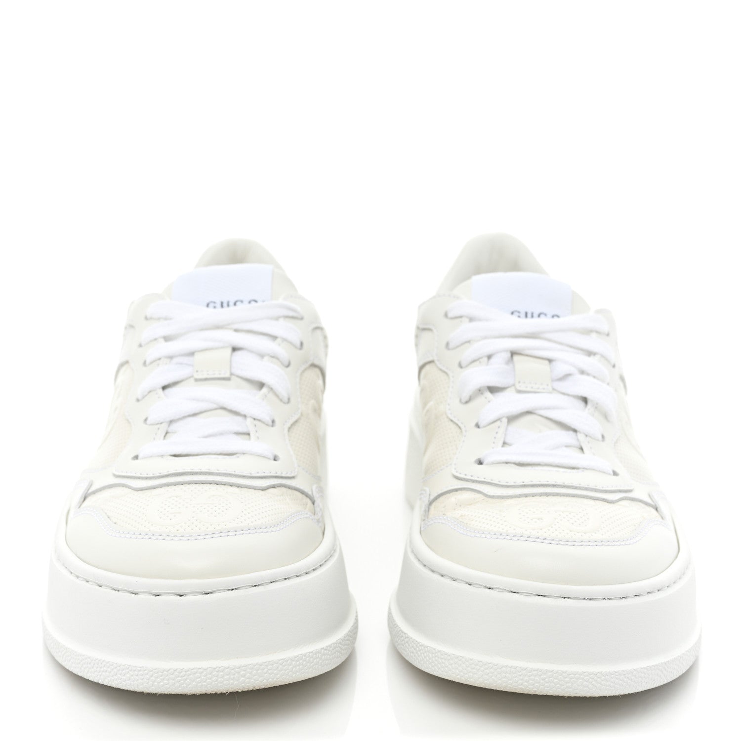 Gucci Calfskin GG Tennis Embossed Perforated Womens Platform 55mm Sneakers 35 Great White 2 of 14