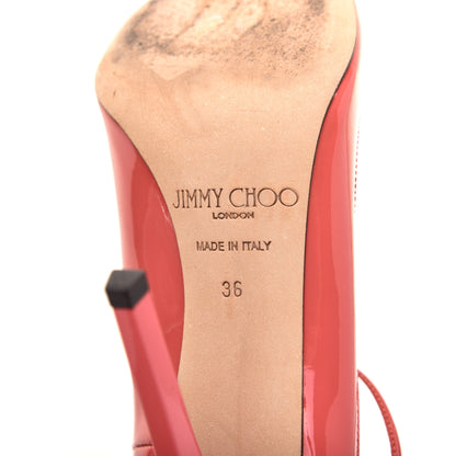 Jimmy Choo Patent Vita 100 Lace Up Pumps 36 Coral Pink 6 of 8