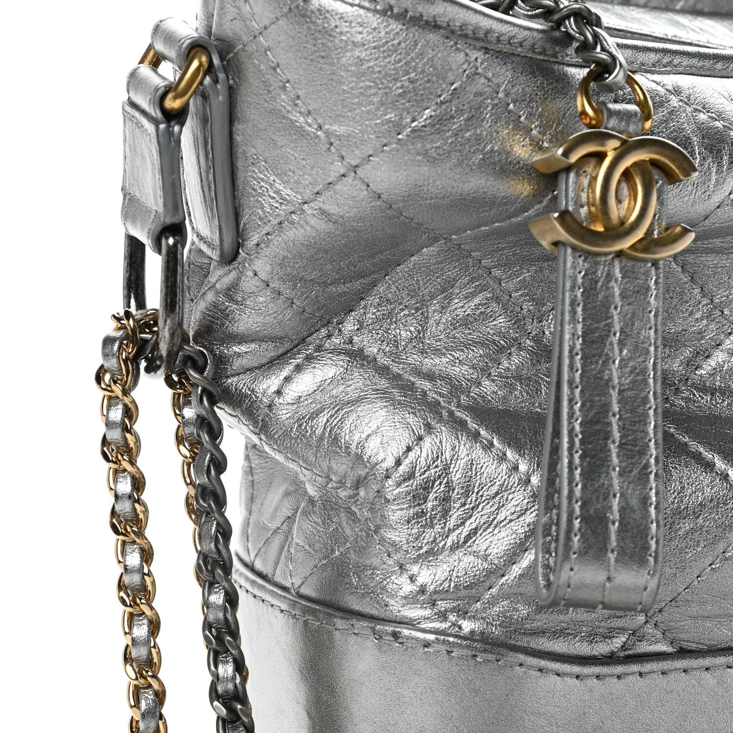 Chanel Metallic Aged Calfskin Quilted Medium Gabrielle Silver 10 of 13
