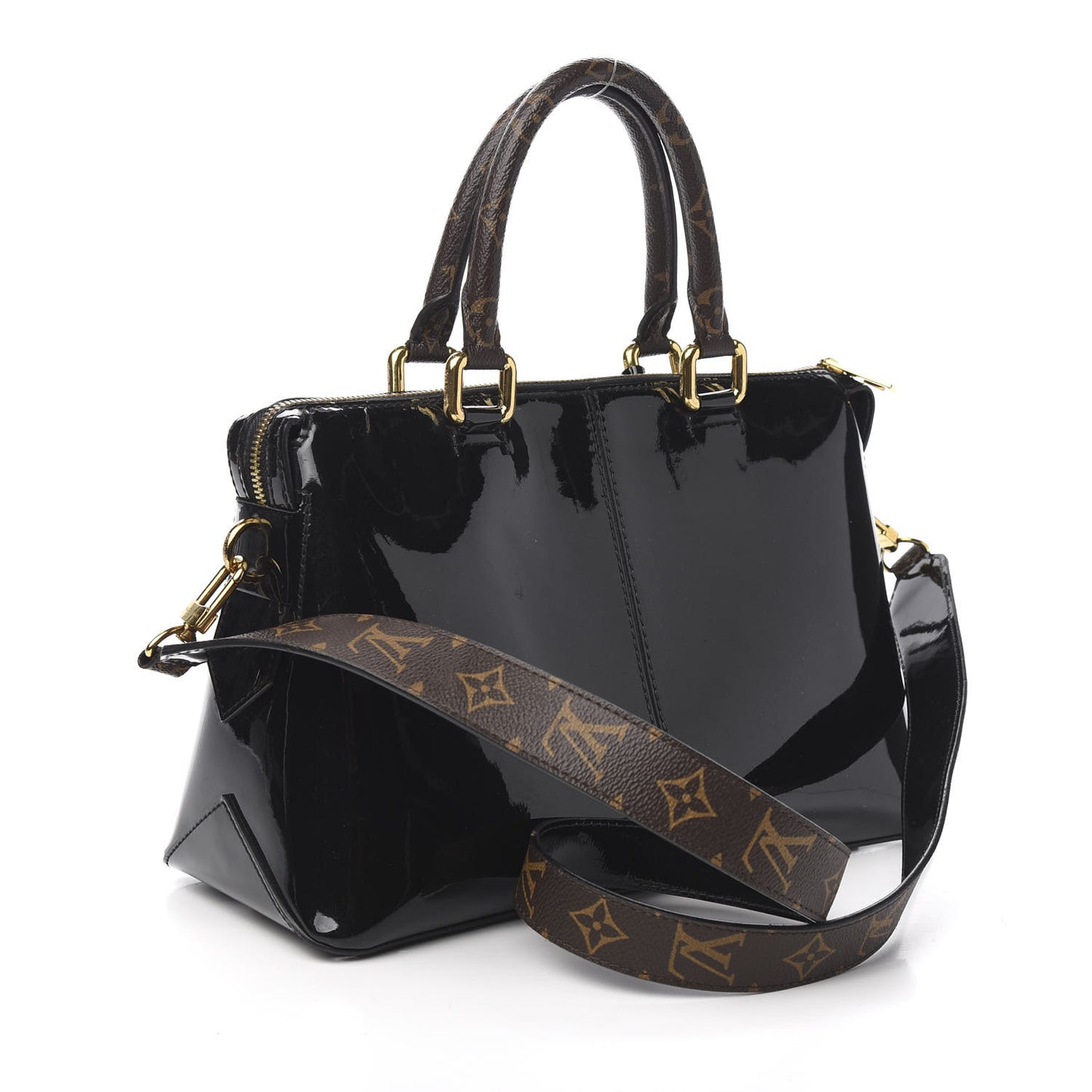 Patent Calfskin Miroir Tote Black