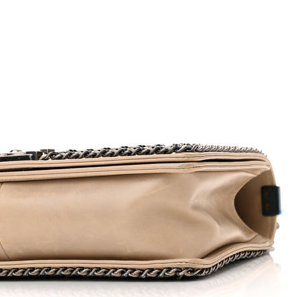 Chanel Glazed Calfskin Quilted New Medium Boy Chained Flap Beige 10 of 15