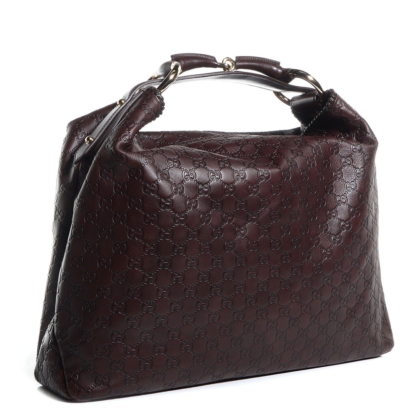 Guccissima Large Horsebit Chain Hobo Chocolate Brown