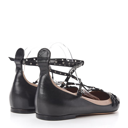 Valentino Garavani Nappa Love Latch Cage Ballet Flats 39 Black Poudre 5 of 9