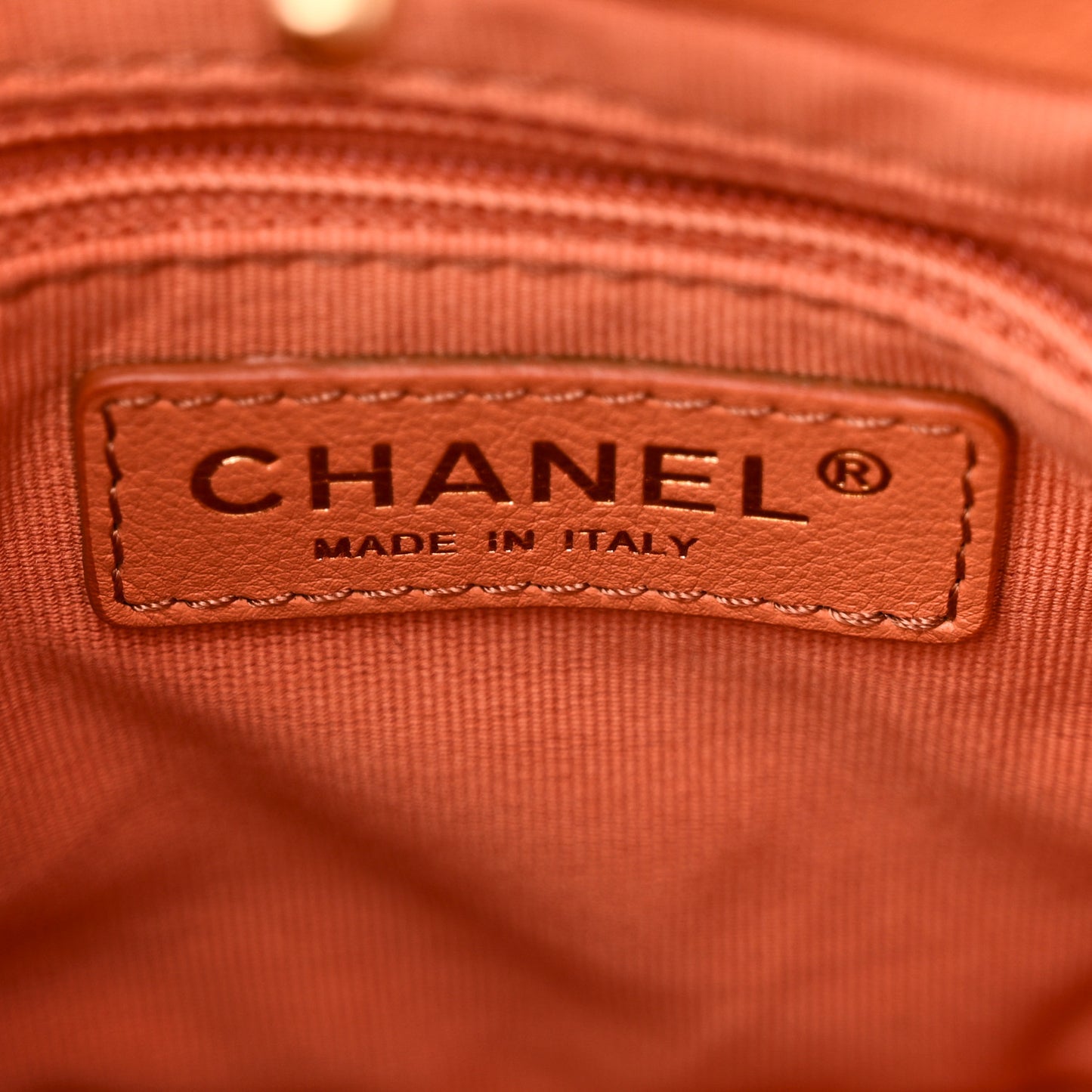 Calfskin Quilted Small CC Chain Bucket Backpack Orange