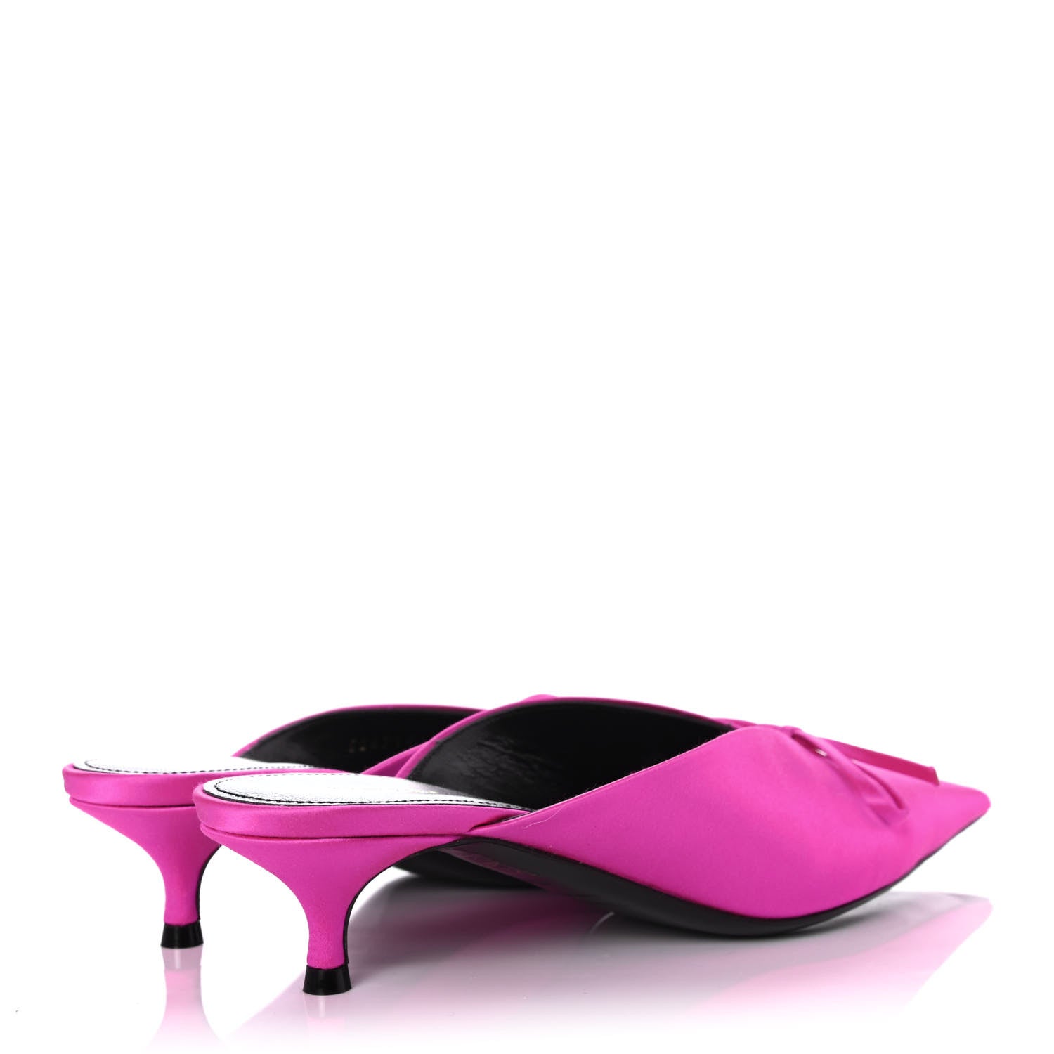 Balenciaga Satin Pointed Toe Knife 40mm Mules 37.5 Rose Fuchsia 3 of 4