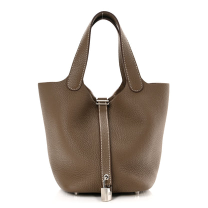 Hermes Taurillon Clemence Picotin Lock 18 PM Etoupe 1 of 11
