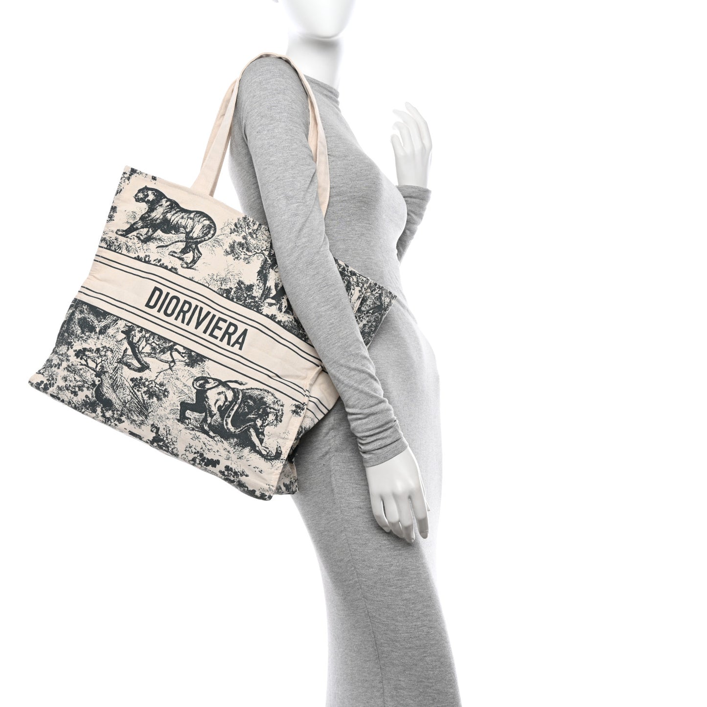 Straw Dioriviera Tote Grey