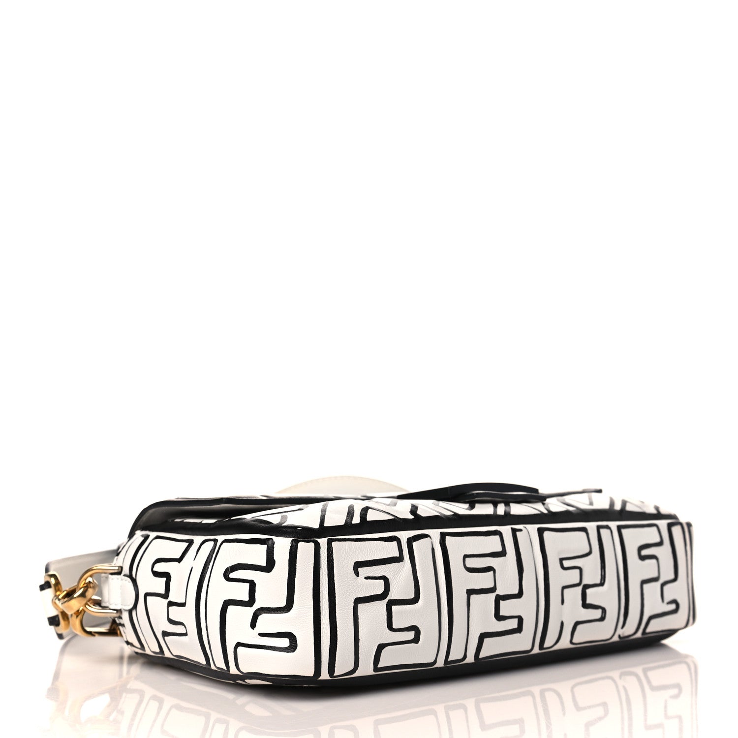 Fendi X JOSHUA VIDES Nappa FF Embossed Baguette White Black 3 of 9